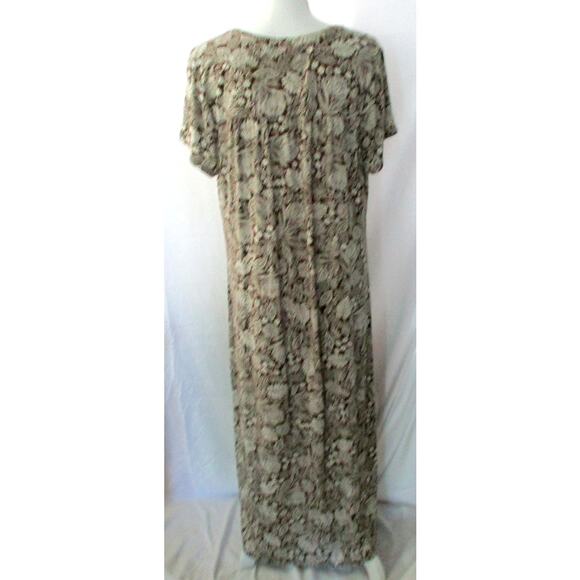 J. Jill Women's Brown & Cream Floral Print Short Sleeve Stretch Maxi Dress Large - Picture 5 of 10